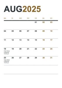 Kalender Augustus 2025