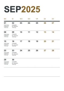 Kalender September 2025